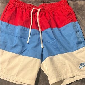 Nike Men's Tri-Tone Swim Shorts - Red, Blue, White